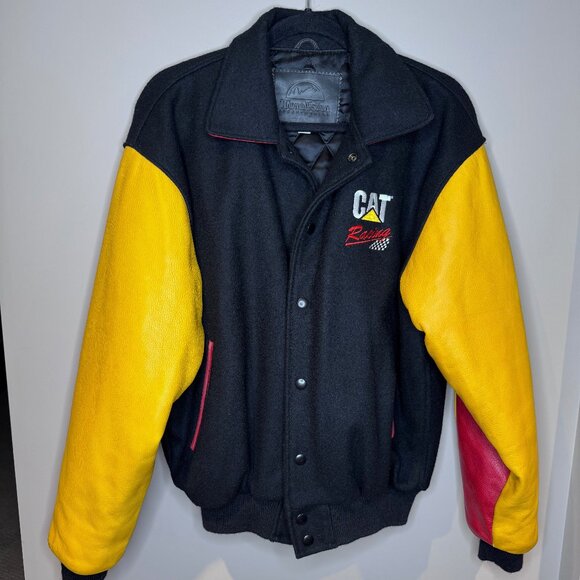 Vintage "CAT Racing" Jacket | Caterpillar | Authentic Leather & Wool | Medium - Picture 2 of 9